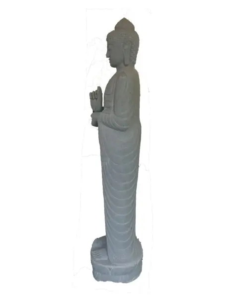 Product image 6 of the product “Standing Buddha made of Riverstone in Dharmachakra position - gesture of wheel of the teaching of Dharma. About 180cm height. ”